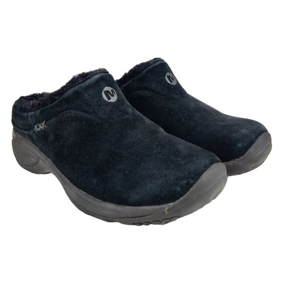 Merrell Encore Ice Black Suede Clog Shearling Lined Slip-on J66602 - Picture 2 of 12